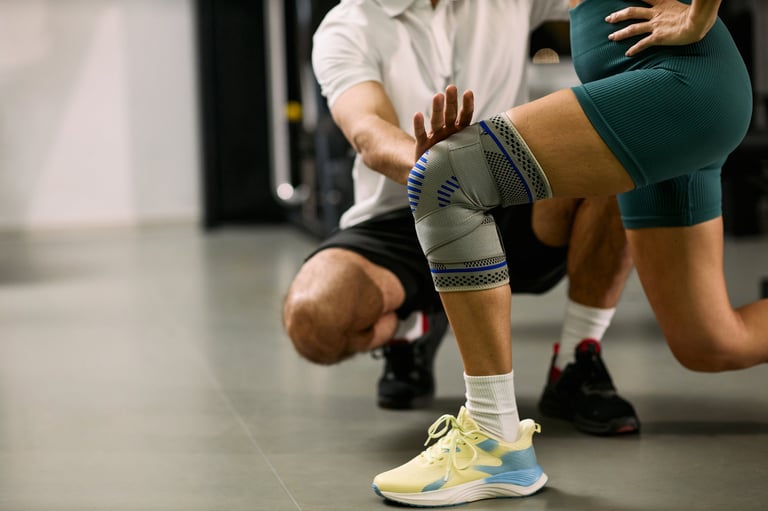 Fisioterapeuta especializado atendiendo a un atleta profesional