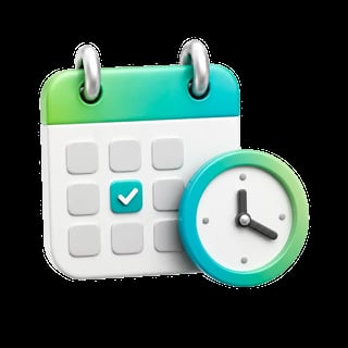 Calendar with checkmark and clock icon representing task scheduling and time management